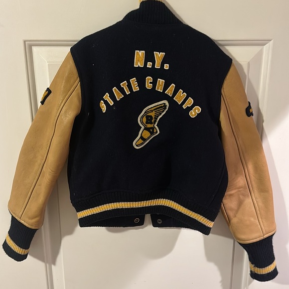 Ralph Lauren Polo varsity jacket with leather sleeves. - Picture 6 of 9